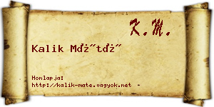 Kalik Máté névjegykártya